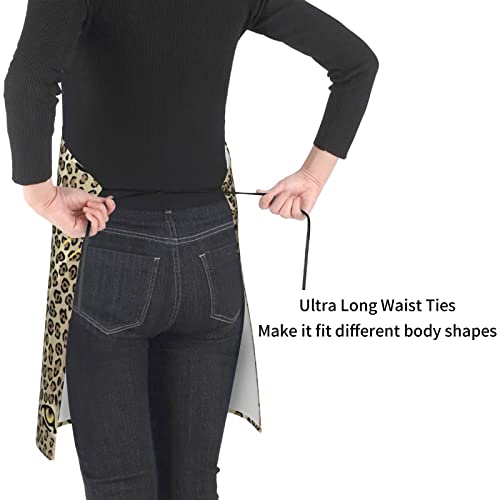 Spotted Leopard Apron With Pockets Waterproof Kitchen Chef Cooking Aprons For Women Men #TOP4