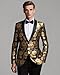 Hi-Tie Stylish Men Suit Jacket Blazer Shawl Lapel One Button Slim Fit Long Sleeve Jacket Tuxedo Party Dinner,001-black Gold,Large
