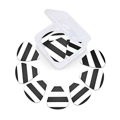 Lot de 12 médiators à rayures noires et blanches dans une boîte pour ukulélé guitare électrique basse - Les Beatles, Paul McCartney, John Lennon, RIngo Starr, George Harrison Lot de 12 médiators à rayures noires et blanches dans une boîte pour ukulélé guitare électrique basse – Image 7