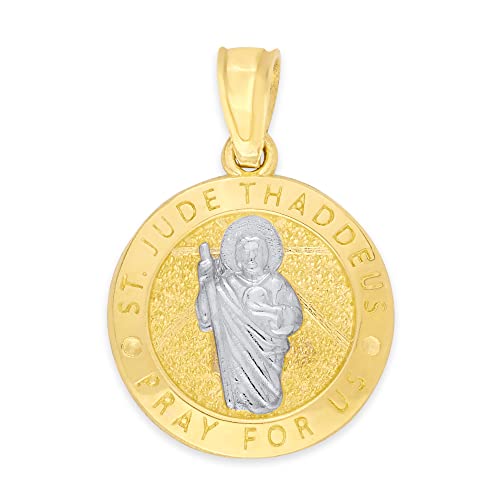 Ice on Fire Jewelry 10k Solid Gold Saint Jude Medal (Yellow-Gold)
