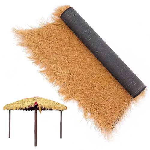 Perodlly Techo de Pasto Tiki Hut 19.7x39.4 Rollo de Paja Tiki de césped Artificial Palapa ignífuga Decoraciones para techos de Paja Mexicana para Bar, cabaña, Patio, Playa, Fiesta Hawaiana.