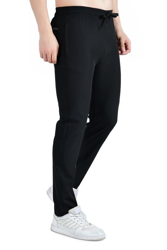 Image of KWINGS Soft NS Lycra Track Pant for Men - Comfortable Straight Fit Joggers with Secure Side Zipper Pockets