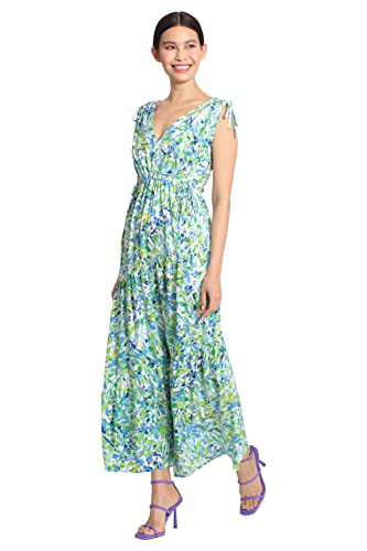 Image of Maggy London Women's Tiered Maxi with Shoulder and Waist Drawstring Details