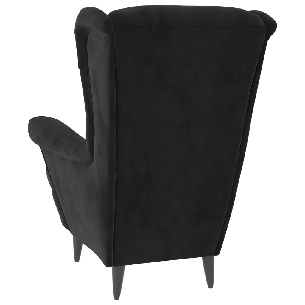 vidaXL Ohrensessel mit Hocker Armlehnen Fernsehsessel Polstersessel Loungesessel Wohnzimmersessel TV Sessel Ruhesessel Relaxsessel Schwarz Samt