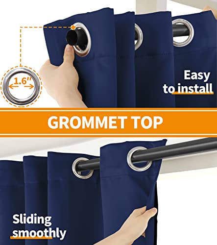 Image of YoungsTex Navy Blue 100% Blackout Curtains for Bedroom, Short Thermal Insulated Black Out Drapes with Black Backing Room Darkening, 2 Panels, 42 x 40 Inch