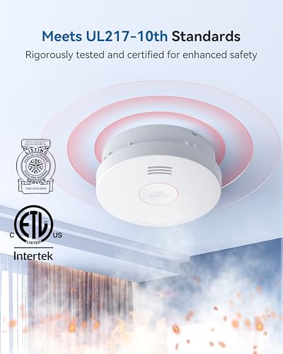 Image of SITERWELL Smoke Detector, Smoke Alarm 10 Year Battery with Photoelectric Sensor, Fire Alarm with Low Battery and Fault Warning for House and Bedroom, UL217 Listed, GS525A,1 Pack