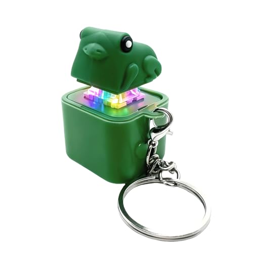 Image of Frog Croaking Fidget Toy, Frog Croaking Keychain With Sound LED lights, Keyboard Clicker For Stress Relief Fun Gifts