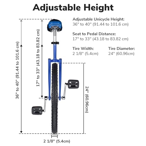 Image of AW 16 /18 /20 /24 Inch Wheel Outdoor Unicycle Adjustable Seat Exercise Bicycle | Fit Adults Kids Outdoor Sports Fitness Exercise, Various colors For Choice