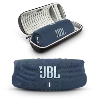 JBL Charge 5 – Alto-falante portátil Bluetooth com capa de viagem rígida Megen com impermeabilidade IP67 e carregamento USB (azul)