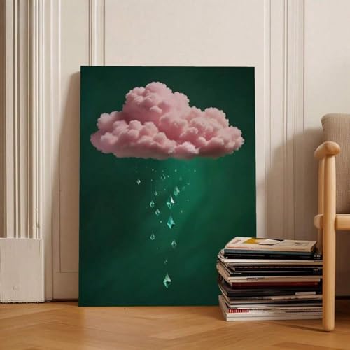 Peinture sur toile nuage doux décoration murale pour chambre épurée