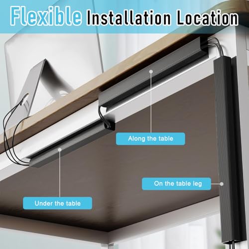 Image of Serplex 2Pcs Cable Management Under Desk, 15.7 inch Self-Adhesive Cable Organizer, No Drilling Under Desk Cable Management Tray Adhesive Under Desk Cable Channel Organizer Cable Management Rail
