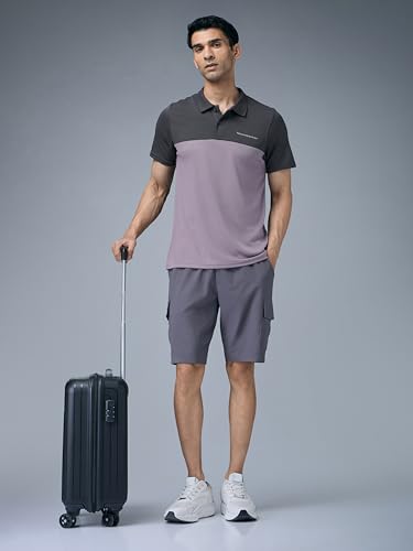Image of TECHNOSPORT Men's Slim Fit Color Block Half Sleeve Polo Neck T-Shirt with Technocool+, UPF50+ Sun Protection for Gym, Sports & Regular Use
