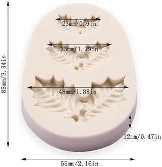 4Pcs Christmas Holly Leaves Silicone Molds for DIY Cake Fondant Biscuit Cookies Soap Sugar Pudding Chocolate Hard Candies Dessert Candle Decor