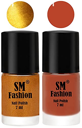 Image of Long Lasting Nail Polish | Nail Paint Combo 7 ml Each) - Set of 2 Golden-Light Coral