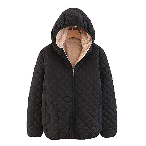 sandbank Ladies' Plaid Lamb Fleece Hooded Warm Cotton Jacket.