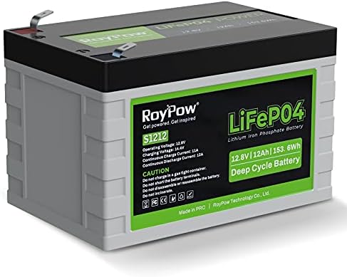 12V 12Ah Deep Cycle LiFePO4 Battery, RoyPow 12 volt Rechargeable Lithium Iron Phosphate Battery with low-temperature cut-off, 3500~8000 Cycles for Kid Scooters, Solar System, Fish Finder, RV