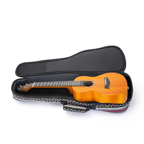 Image of MUINS Ukulele Case,21 23 26 Durable Colorful Ukelele Case Uke bag with Thicker Pad with Double Adjustable Straps, Storage and Handle (Grey, Concert 23 Inch)