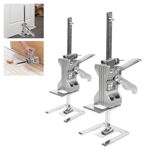 Lève-Plaques, 2 Pièces Cric Manuel Meuble, Réglage de Hauteur de L'élévateur de Meubles, Labor Saving Leve Meuble Cric Outil, Porteur 400KG Armoire de Levage Jack pour Planchers/Portes/D'armoires