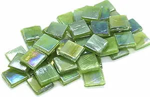 Sai Mosaic Art Coral Green HK074 Glass Mosaic 15x15mm Tiles 100 gm Pack