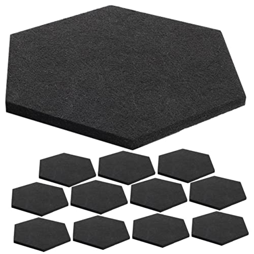 Panneau d'isolation acoustique en polyester noir : 12 dalles hexagonales autocollantes