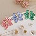 JeanBeau Gold Flower Petal Stud Earrings for Women, Trendy Statement Blue Enamel Floral Hypoallergenic Earing Summer Prom Fashion Jewelry Gift
