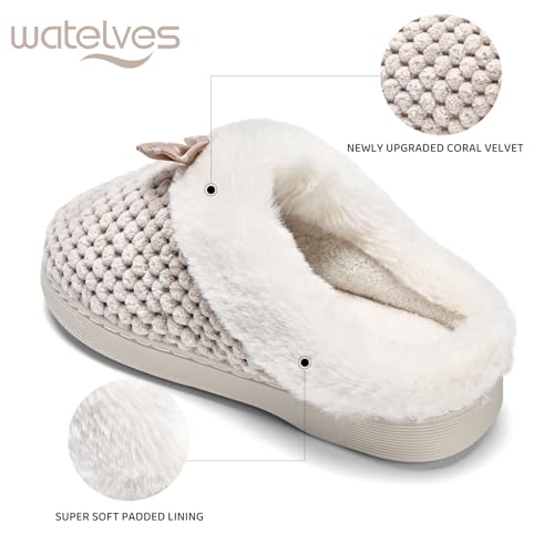 Image of WateLves Girls Slippers Memory Foam Toddler Kids Comfort Wool-Like Plush Fleece Lined House Shoes for Indoor & Outdoor