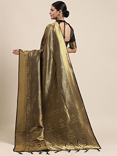 Image of AKHILAM Women's Banarasi Silk Woven Design Saree With Unstitched Blouse Piece (KUNT1880 Parent)