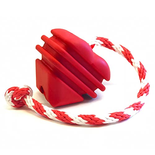 SodaPup MuttsKickButt Heart on a String – Durable Dog Tug Toy, Chew Toy, & Treat Dispenser Made in USA from Non-Toxic, Pet-Safe, Food Safe Natural Rubber for Bonding, Exercise, Training, & More