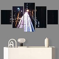 SIGNWIN 5 Panel Canvas Wall Art Road Lights for Home Decorations Ready to Hang - 60