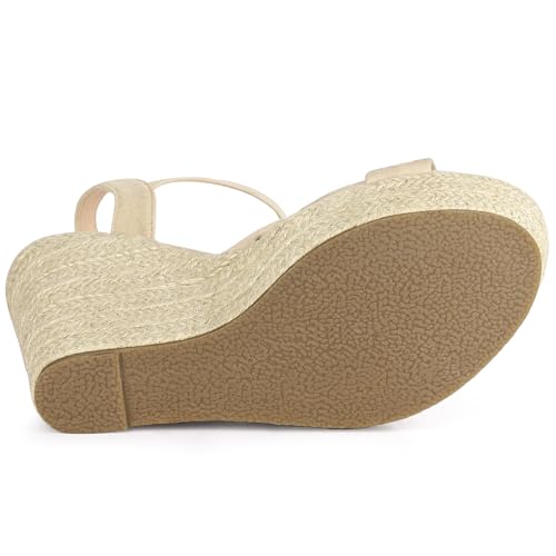 Allegra K Allegra K Women's Platform Slingback Espadrille Beige Wedge Heel Sandals 6 M US