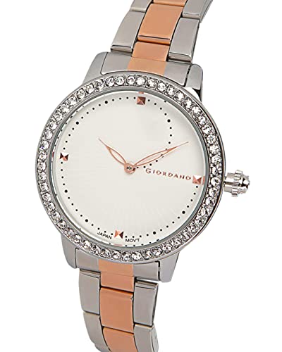 Image of Giordano Analog Diamond Studded Watch for Women With Metal Strap - Water Resistant, Elegant Ladies Wrist Watch to Compliment Your Look - Ideal Gift - GZ-60046