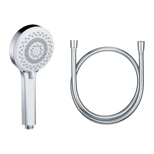 KLUDI-X1 Universal Duschkopf mit Schlauch, Duschbrause optional wassersparend mit 3 Strahlarten (Body, Hair, Skin), reinigungsfreundlicher Brausekopf Ø 10,7 cm, Duschschlauch 1,60 m