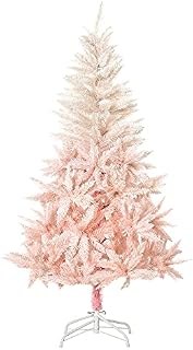 HOMCOM 5FT Pink Artificial Christmas Tree Holiday Home Decoration Ornament w/Metal Stand Fully Pretty Home Office Joy
