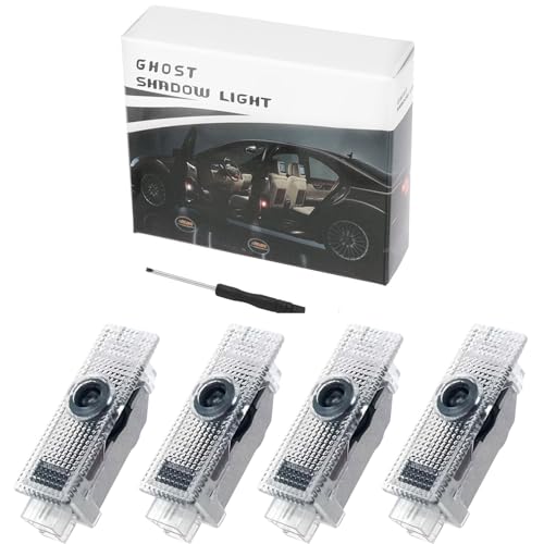 LED Car Door Logo Projector Lights, 4 Pack HD Logo Puddle Lights Compatible with BMW 1/3/4/5/6/7/X Series, Waterproof Door Welcome Light with Flame Retardant Shell