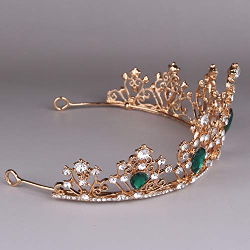 Lurrose 1pc Bridal Crystal Tiara Vintage Tiara and Crown Hair Accessories for Wedding Party, Green - Image 3