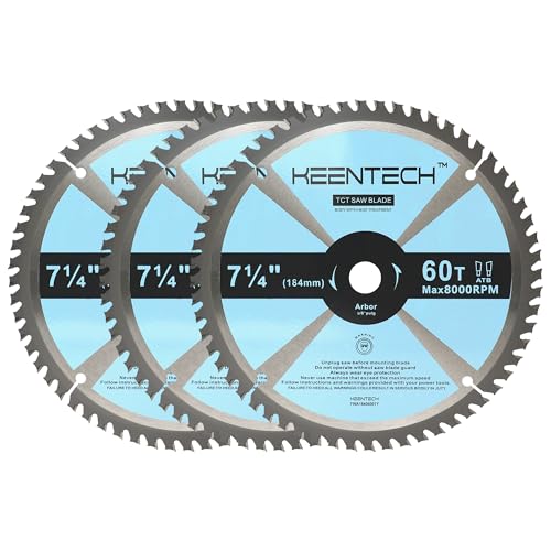 KEENTECH 7-1/4" Circular Saw Blade 60T, 3-Pack, Ultra-Fine Finish for Wood