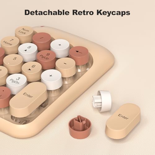Image of MOFII Wireless Number Pads - MilkTea Numeric Keypad 18 Keys USB 2.4G Round Keycap Colorful Extensions Keypads, Financial Accounting Portable Numpad 10 Key for Laptop /PC /Notebook /Surface Pro