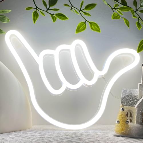 Image of HOHOSIGN Hand Gesture Neon Sign Light LED Finger Lamp, USB /Battery Powered Neon Sign for Wall Decor for Bedroom Wall, Warm White Funny Gym Light for Man Cave Game Gamer Gaming