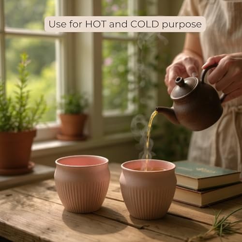 Image of Happy Cove Eco Friendly Cup Set of 6 for Tea | Biocomposite Rice Husk & Bamboo Fibre | 225ml Unbreakable Chai Cups | Microwave Safe Tea Kulhad | Hot & Cold Coffee Mug, Milk & Tea Cup Set