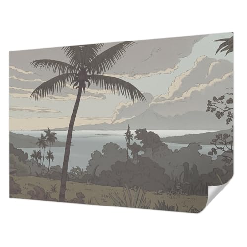 Tulup Revestimiento Adhesivo 312x219 cm Resistente a las Manchas para Dormitorio, Sala de Estar e Recibidor Autoadhesivo Moderna Decoración de Pared Fotográfico - paisaje exótico