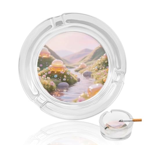 Glass Ashtrays Round Dreamy Gummy Candy Ash Tray for Smokers Cigarette Ash Holder for Office Indoor Outdoor