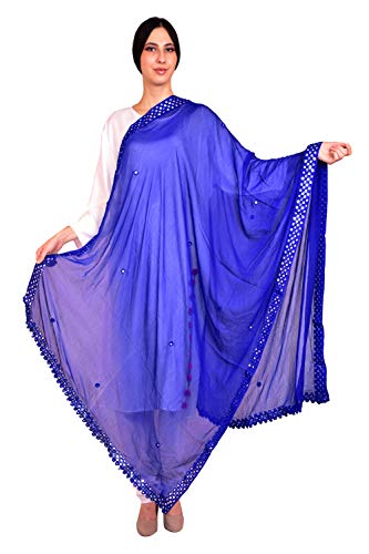 eloria Indian Designer Royal Blue Chiffon Dupatta Stole Women Hijab Scarf Throw