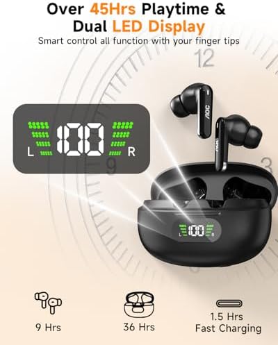 AOC Wireless Earbuds, Bluetooth Earbuds with Noise Cancelling — view 4