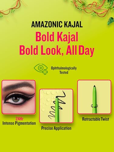 Image of Daily Life Forever52 Amazonic Black Kajal | 24Hr Long Stay | One Stroke Smooth Glide | Waterproof, Smudgeproof & Fadeproof | Deep Matte Finish | Vegan, Cruelty Free & Dermatologically Tested (0.35g, 1pc)