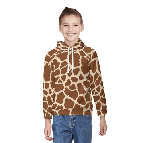 Giraffe Pattern Hoodie Teen Sweatshirt Pullover Hoode Casual Loose Big Kid Hooded Sport Shirt Tops 7-18 Years2