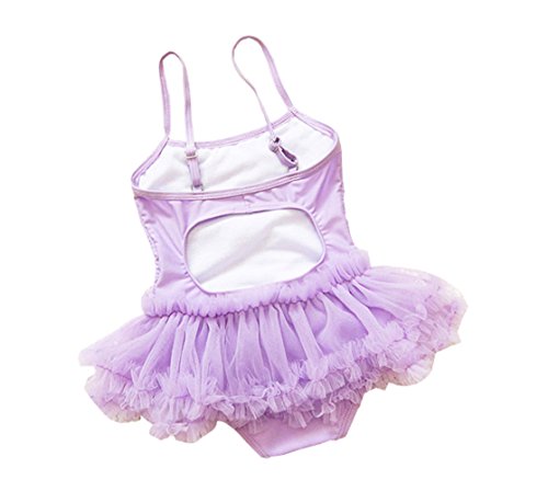 Taiycyxgan Girls Princess Lace Layer Swimsuit TuTu Dress One-Pieces Swimwear Tankini,Purple,X-Large / 5-6 Years - Thumbnail 2