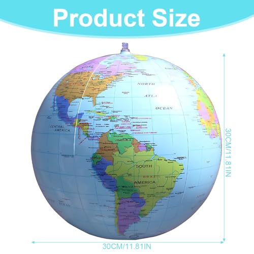 VAEIORP 1 Pcs 16 Zoll Erde Globus Weltkugel aufblasbar Geographie Weltkarte Wasserball aufblasbar für Garten Strand Pool Wissenschaft Geographie Bildung