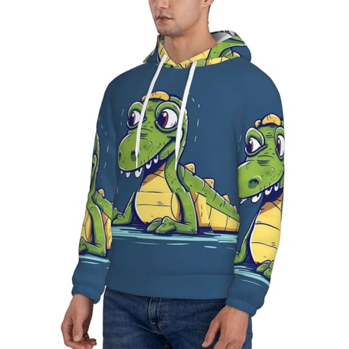 Men's Fleece Pullover Hoodie Long Sleeve Hooded Cartoon crocodile Sweatshirt Casual Shirts With Pockets X-Small Black3