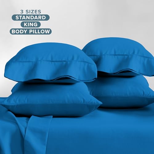 Image of Bare Home Microfiber Bulk Pillow Cases - King Set of 4 - Cooling Pillowcases - Double Brushed - Medium Blue Pillowcases 4 Pack - Easy Care (King - 4 Pack, Medium Blue)