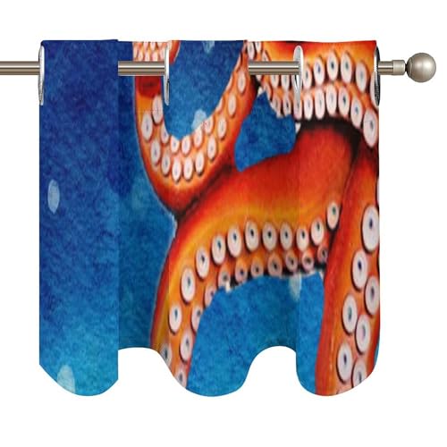 Cenefa de ventana para cocina estilo náutico vintage con diseño de pulpo y playa en pack de 2 5